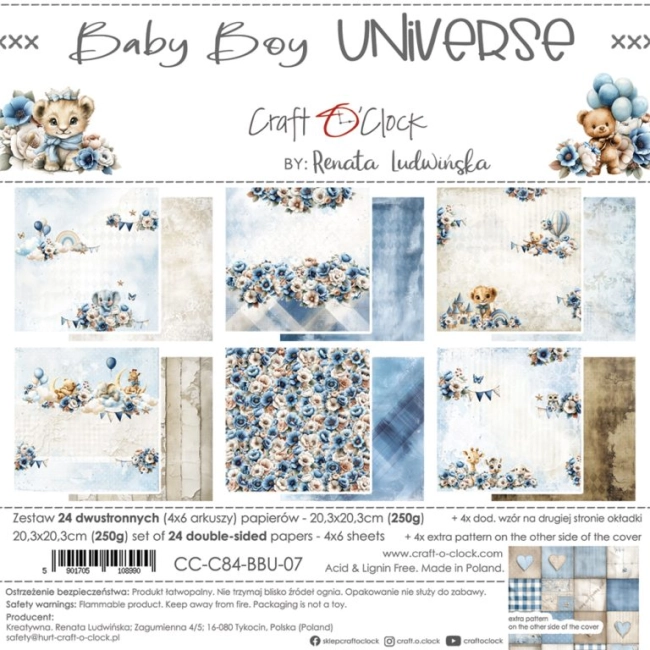 Baby Boy Universe - Mix - zestaw papierów 20,3 x 20,3 cm - karta tytułowa