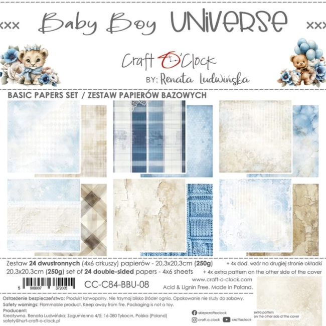 Baby Boy Universe - papiery bazowe 20,3 x 20,3 cm - karta tytułowa
